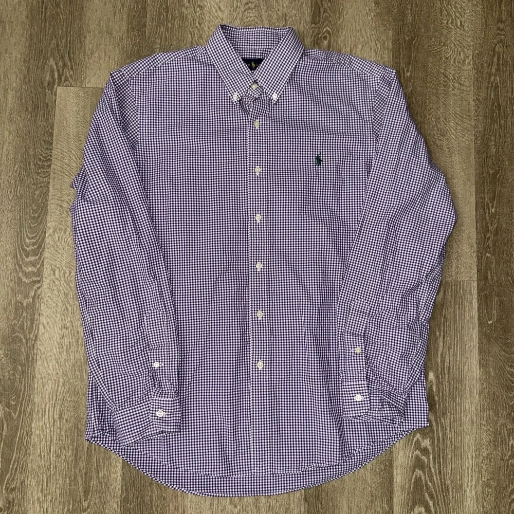 Polo Ralph Lauren Long Sleeve Button Down Oxford Men's Large Purple White Check